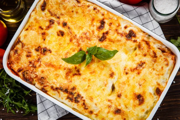 Lasagnes Appétissantes Avec Fromage Sur Dessus — Photo