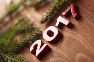 2017 yeni yıl sembolü ile köknar ağacı 