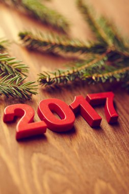 2017 yeni yıl sembolü ile köknar ağacı 