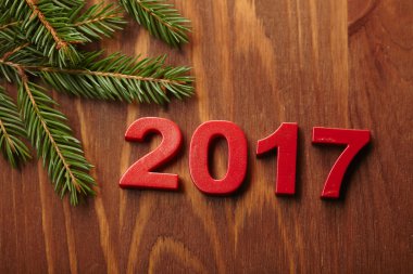 2017 yeni yıl sembolü ile köknar ağacı 