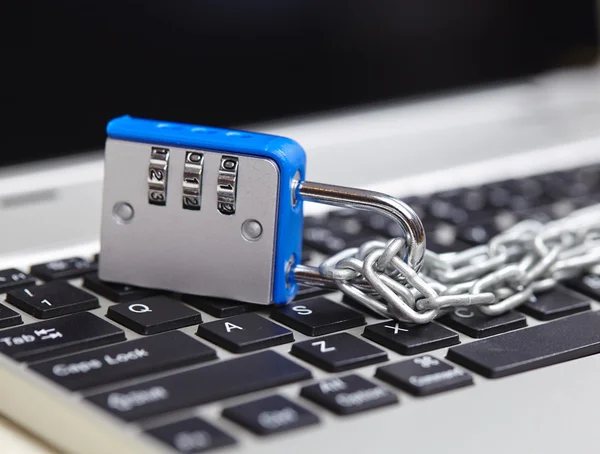 lock and chain on a laptop