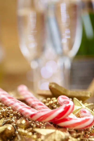 New Year candies with decorations — Stock Photo, Image