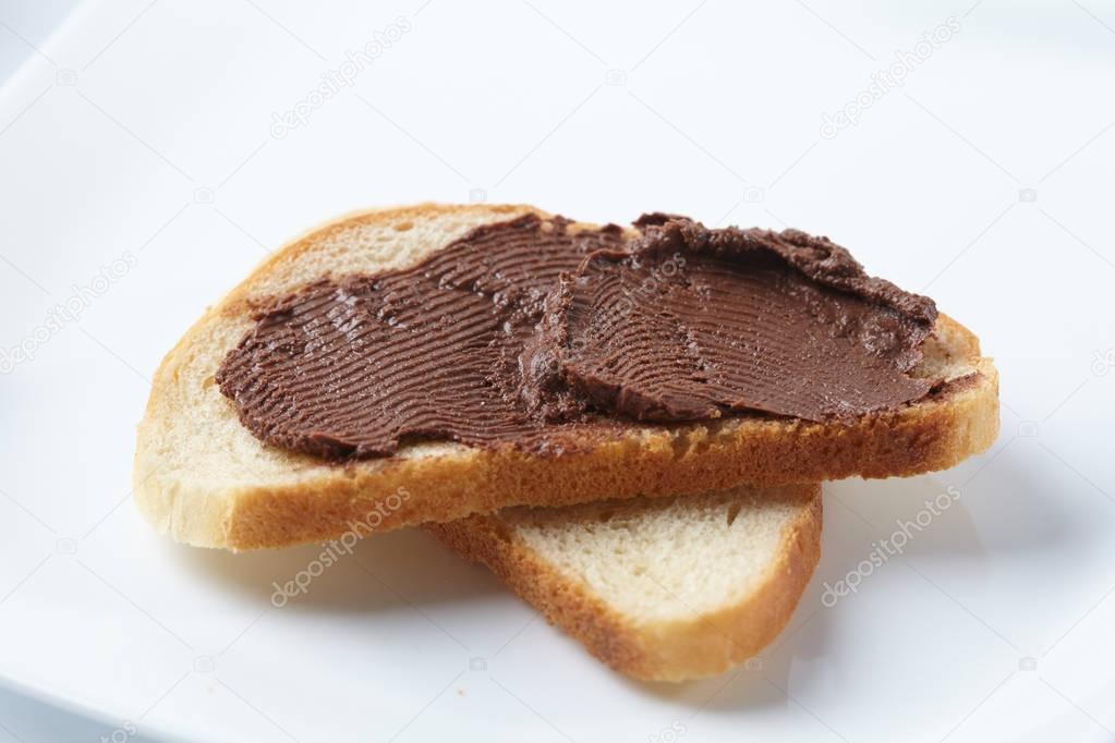 tasty bread with chocolate cream
