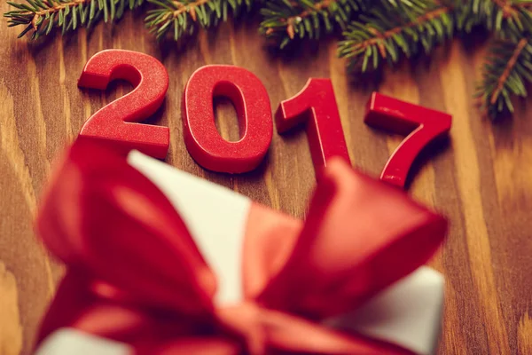 2017 Decoración de Año Nuevo con regalo — Foto de Stock