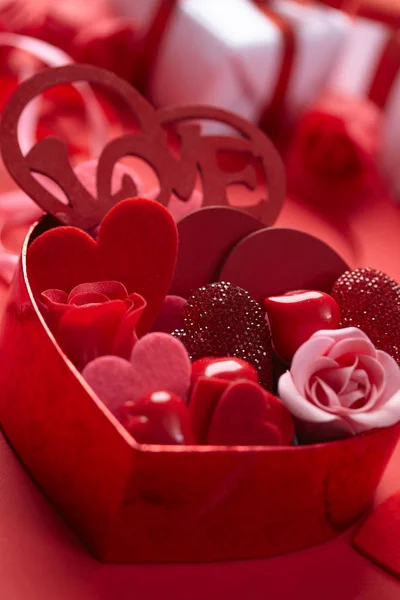 Red Valentine's day decorations — Stock Photo, Image