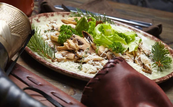 Insalata di funghi freschi — Foto Stock