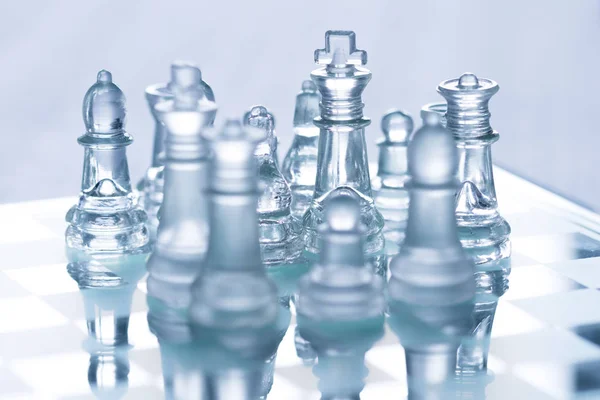 Blue glass chess — Stock Photo, Image
