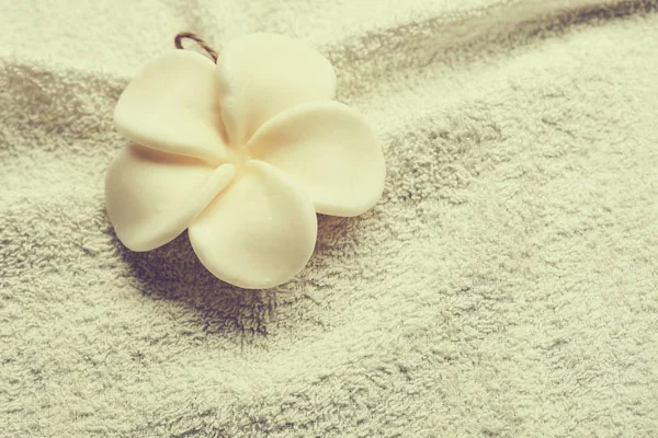 在毛巾上的白花 — 图库照片