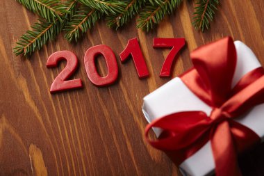 hediye kutusu ile çam dalı 