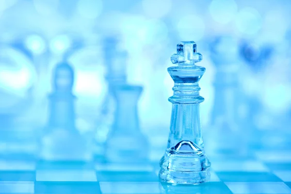 Blue glass chess — Stock Photo, Image