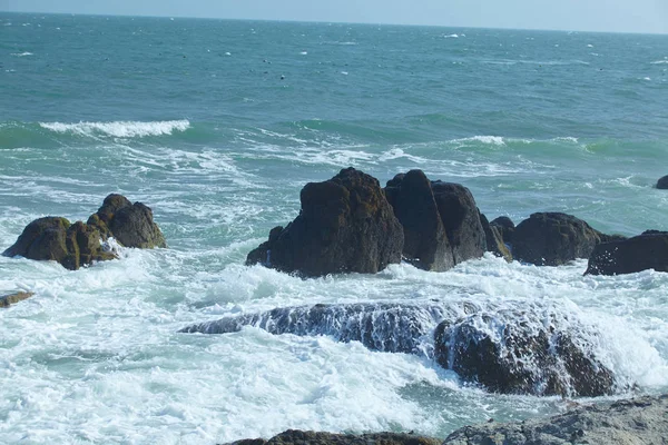 Zee golven en stenen — Stockfoto