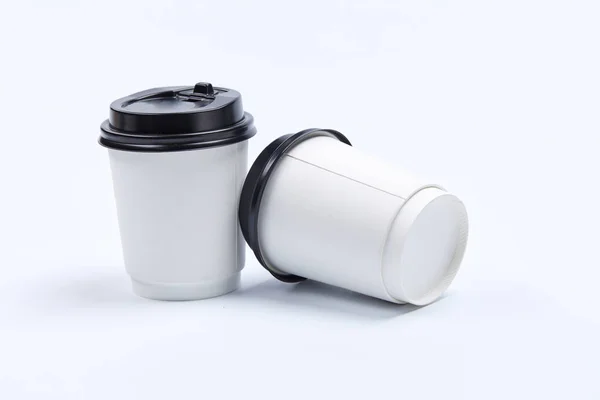 White cups of coffee — Stock Photo, Image