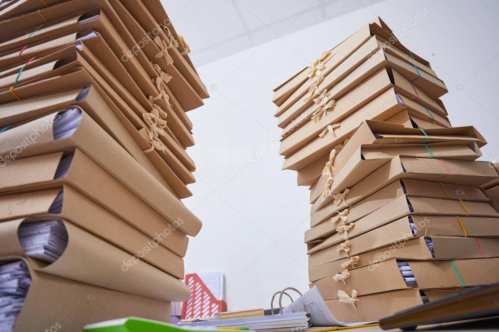 stacks of paper files