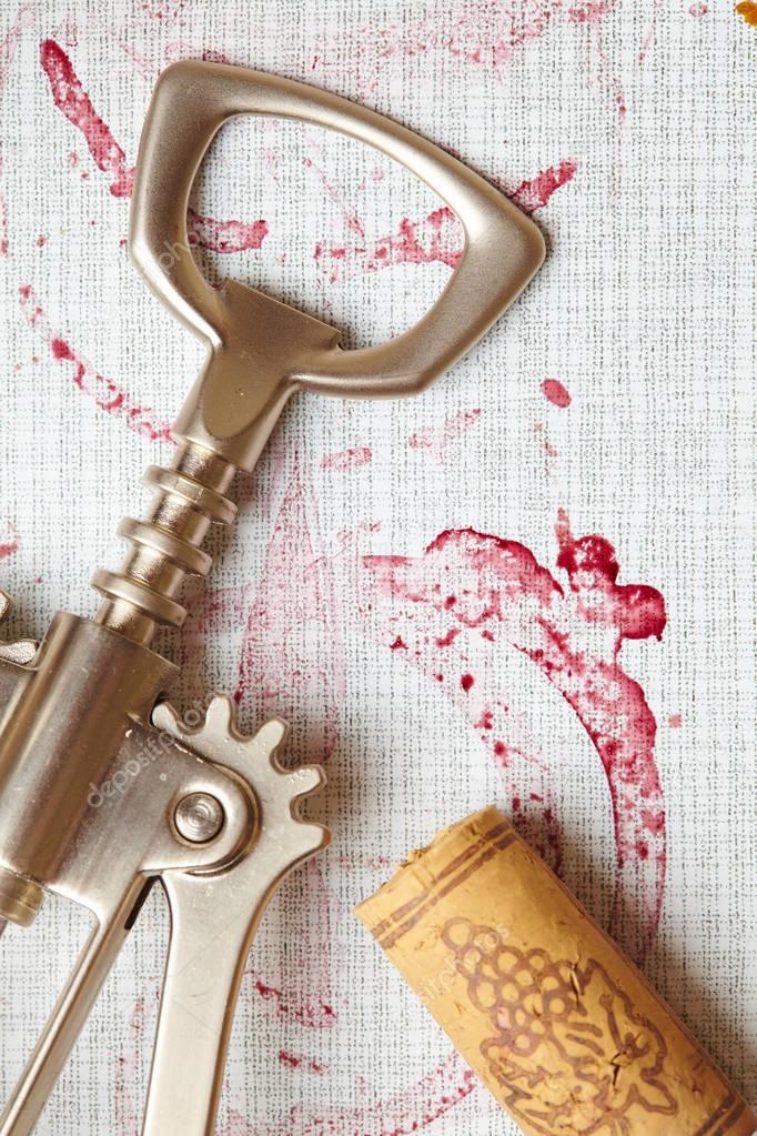 corkscrew and wine stains 