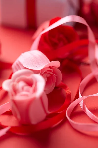 Красивые Красные Украшения День Святого Валентина — стоковое фото