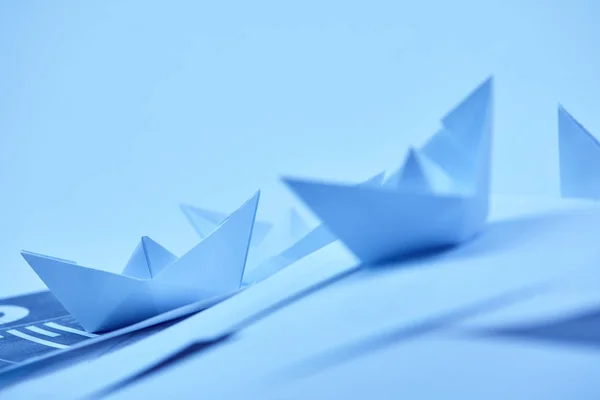 Barche Origami Carta Concetto Business — Foto Stock