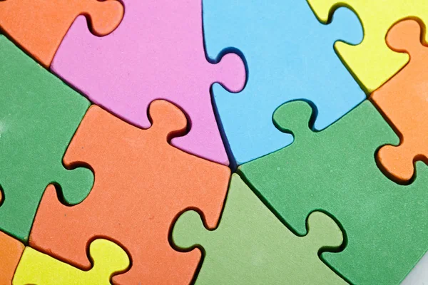 Parlak Renkli Puzzle Parçaları Yakın Çekim — Stok fotoğraf