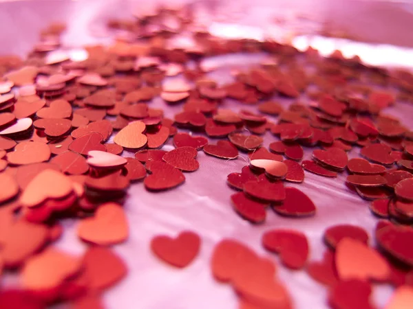 Helles Herz Konfetti Hintergrund Valentinstag Konzept — Stockfoto