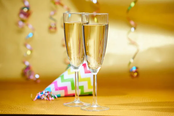 Nouvelles Décorations Année Avec Verres Champagne Concept Vacances — Photo