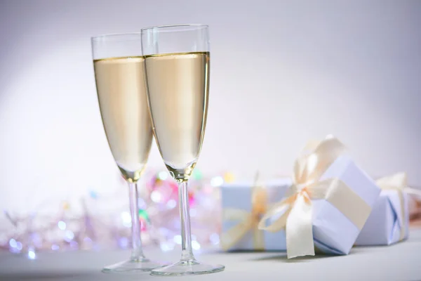 Nouvelles Décorations Année Avec Verres Champagne Concept Vacances — Photo