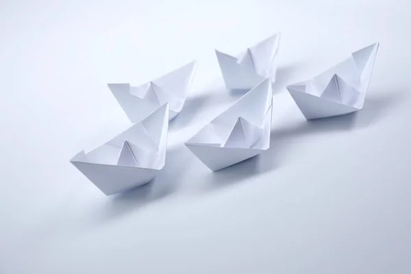 Hand Made Paper Boats White Background — Stock Photo, Image