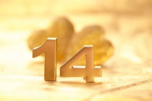 Beautiful Golden Decorative Numbers Valentines Day — Stock Photo, Image