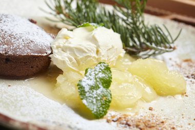 lezzetli çikolatalı pasta dondurma, yakın çekim