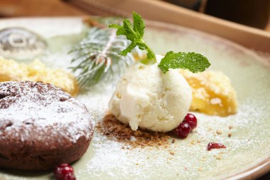 lezzetli çikolatalı pasta dondurma, yakın çekim