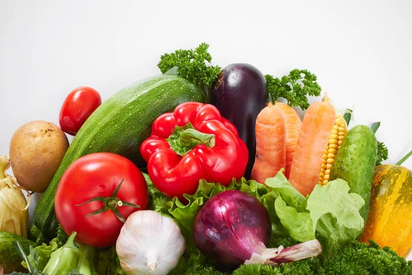Fresh Ripe Vegetables Isolated White Background — Stock Photo, Image