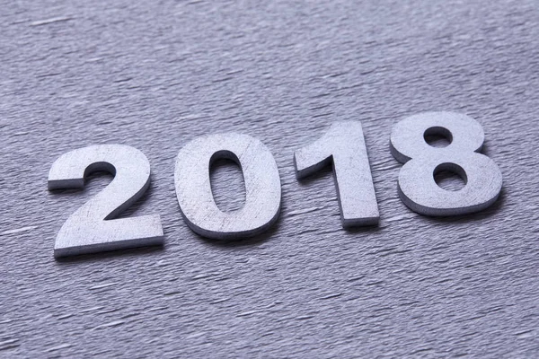 Silver Dekorativa Nummer Bilda Nummer 2018 Nyår Koncept — Stockfoto