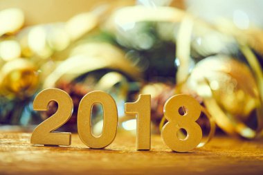 Yeni yıl dekoratif sayılar 2018 ile Noel dekorasyonları ahşap tablo 