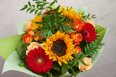 güzel parlak çiçek buketi, yakın çekim