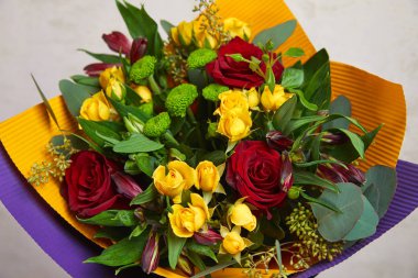 güzel parlak çiçek buketi, yakın çekim