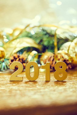 Yeni yıl dekoratif sayılar 2018 ile Noel dekorasyonları ahşap tablo 