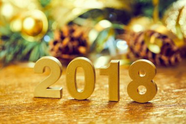 Yeni yıl dekoratif sayılar 2018 ile Noel dekorasyonları ahşap tablo 
