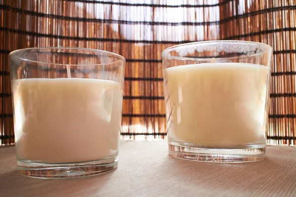 White Candles Glasses Spa Concept — Stock Photo, Image