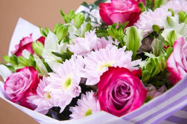 güzel parlak çiçek buketi, yakın çekim