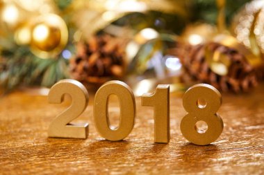 Yeni yıl dekoratif sayılar 2018 ile Noel dekorasyonları ahşap tablo 