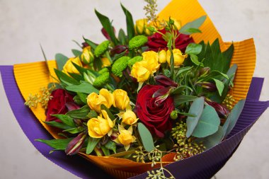 güzel parlak çiçek buketi, yakın çekim