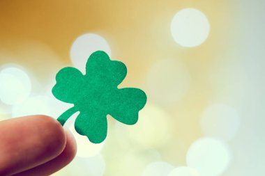  yonca elinde, kağıttan yaprak yakın çekim 