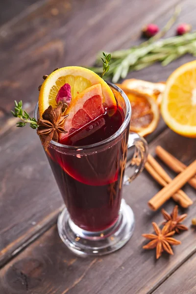 Sweet Mulled Wine Wooden Table — Stock Photo, Image