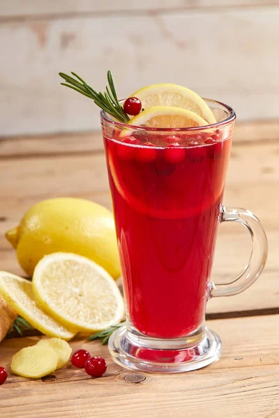 Winter Cranberry Drankje Houten Tafel — Stockfoto