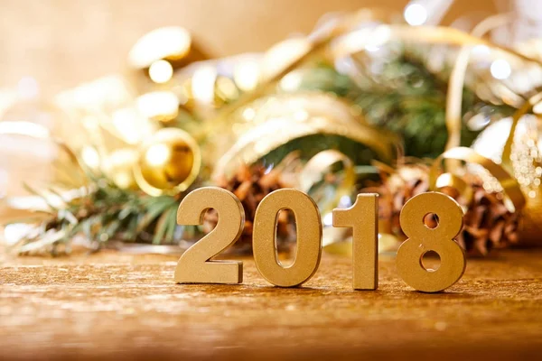 Yeni yıl dekoratif sayılar 2018 ile Noel dekorasyonları ahşap tablo 