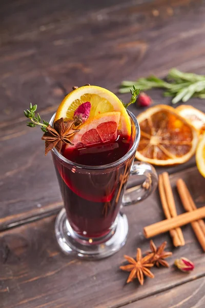Sweet Mulled Wine Wooden Table — Stock Photo, Image