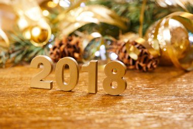 Yeni yıl dekoratif sayılar 2018 ile Noel dekorasyonları ahşap tablo 