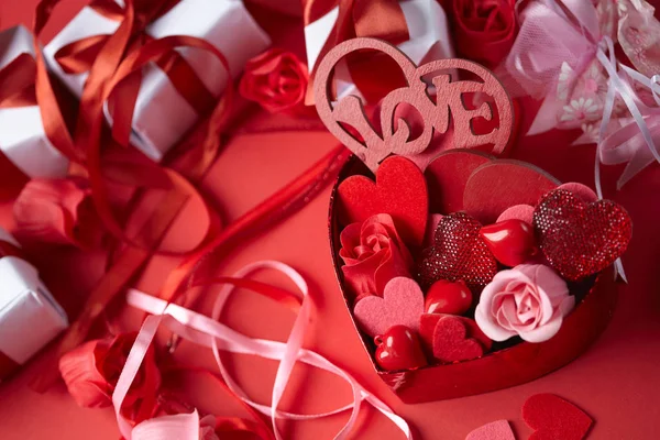 Belle Decorazioni Rosse San Valentino — Foto Stock