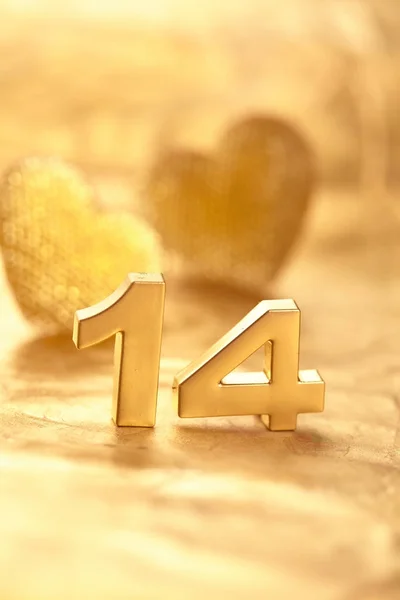 Mooie Gouden Decoratieve Nummers Voor Valentijnsdag — Stockfoto