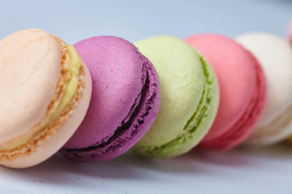 Pile Tasty Colorful Macaroons Close Stock Image