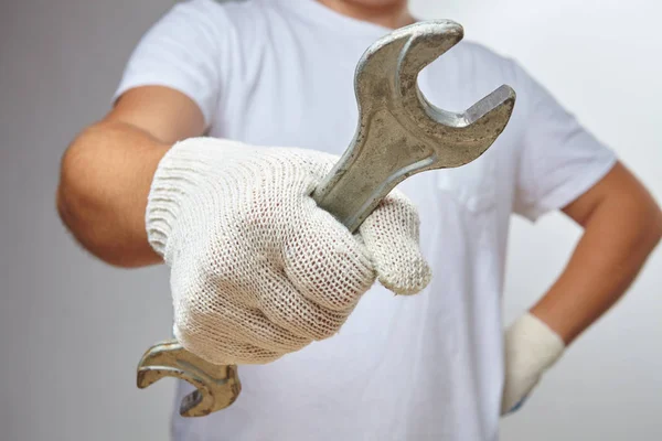 Manlig Hand Hållande Verktyg Närbild — Stockfoto