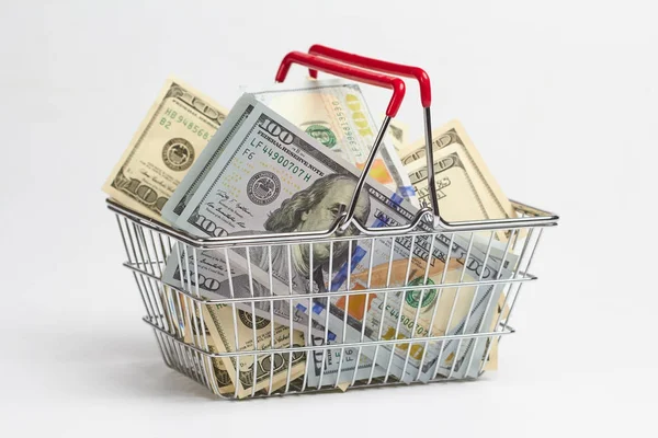 Dollars in shopping cart — Stock Photo, Image